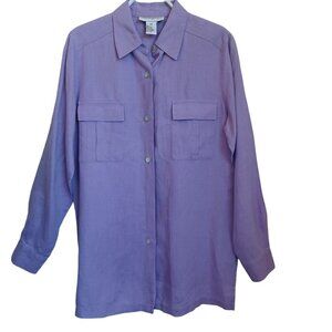 Bloomingdales Linen Shirt‎ Womens size Petite Medium